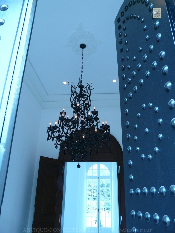 antique chandelier with crystal drops